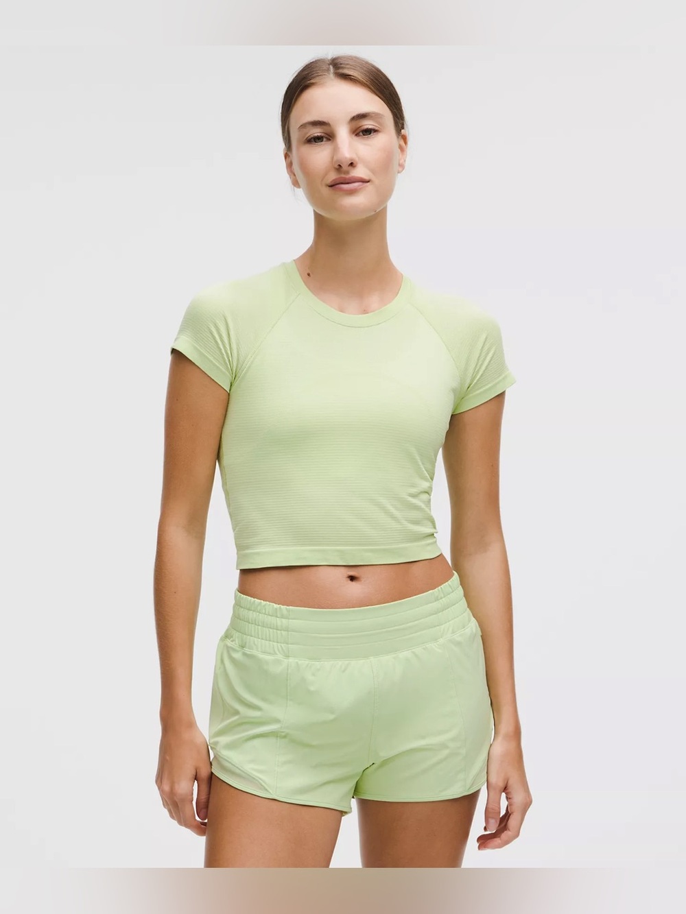 Lululemon Swiftly Tech Cropped Short Sleeve Shirt 2.0 Lemongrass LMNR